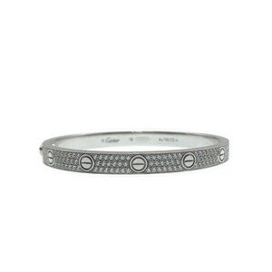 Cartier Love Bracelet Pave Diamond 18K White Gold Size 18